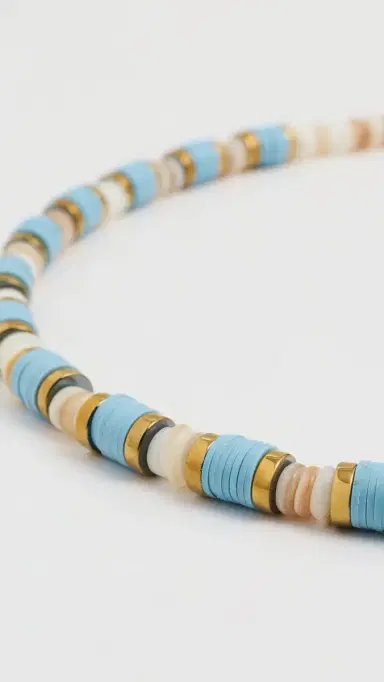 Hijas de Puka Lux Olas Turchese Necklace Cream & Turquoise One Size | Thumbnail 4