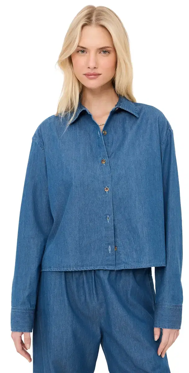 LE BOP x ally K. Goldman ontana Button Down Indigo