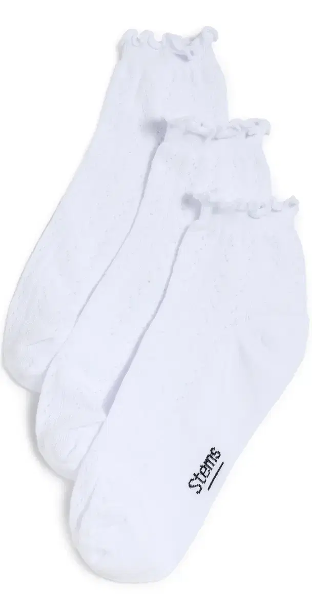 Pointelle Mid Crew Socks 3 Pack  One Size