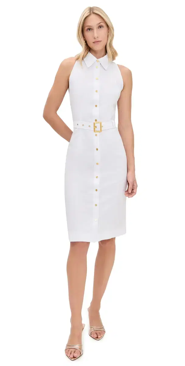 L'AGENCE Lisette Sleeveless Buttondown Dress White