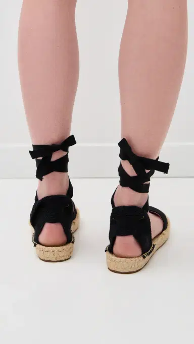 Soludos Lauren Lace Up Espadrilles Noche Black 5-5.5 | Thumbnail 4