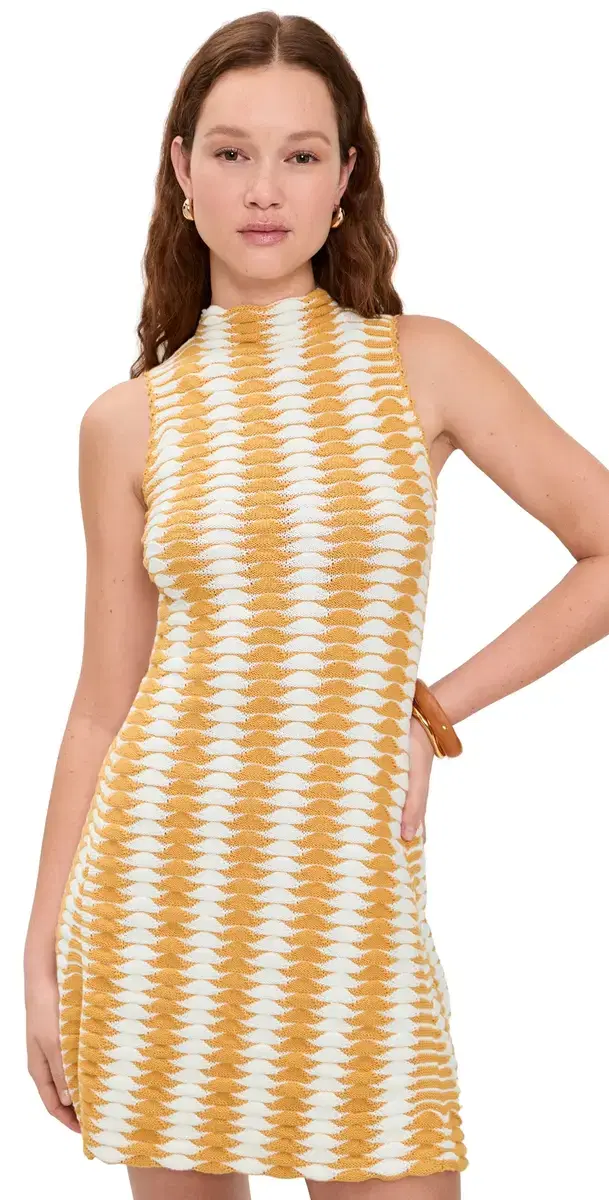 Monte Knit Dress Yellow White