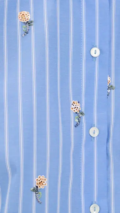 L'AGENCE Cosette Crop High Low hirt Blue tripe/equin Flower | Thumbnail 6 L'AGENCE Cosette Crop High Low hirt Blue tripe/equin Flower | Thumbnail 6