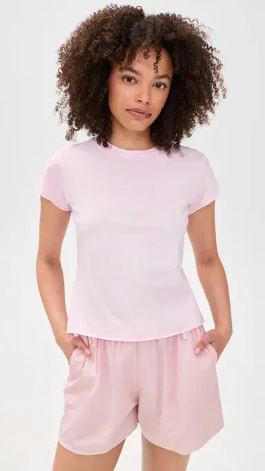 ALL THREE Rose Raw Hem Tee Light Pink L | Thumbnail 2 ALL THREE Rose Raw Hem Tee Light Pink L | Thumbnail 2
