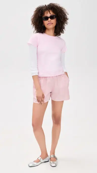 ALL THREE Rose Raw Hem Tee Light Pink L | Thumbnail 5 ALL THREE Rose Raw Hem Tee Light Pink L | Thumbnail 5