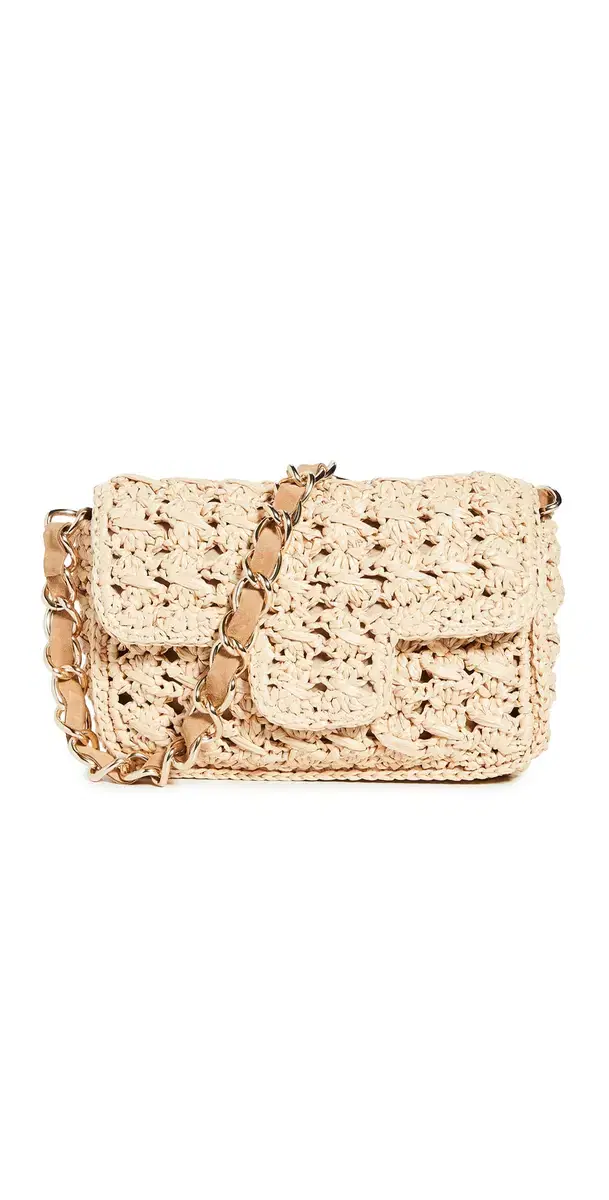 Caterina Bertini Woven Shoulder Bag Beige One Size