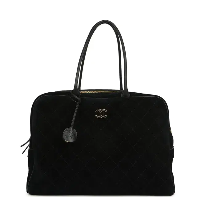 Chanel Chanel Maxi "Perfect Bowling" Bag Black Suede Gold Hardware