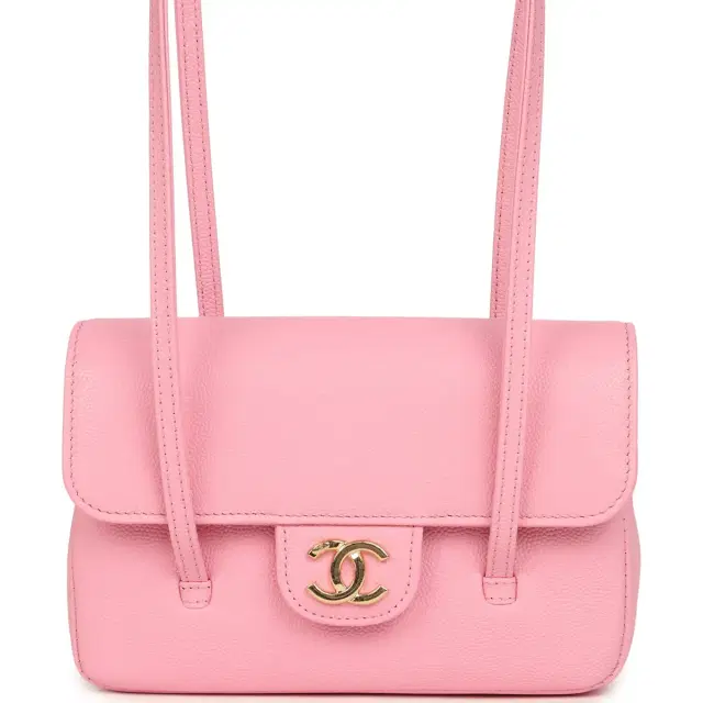 Chanel Chanel Mini Preppy Coco Clutch with Straps Pink Shiny Caviar Brushed Gold Hardware