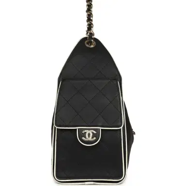 Chanel Chanel Small 25 Hobo Bag Black and White Calfskin Light Gold Hardware | Thumbnail 3