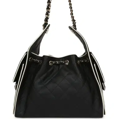 Chanel Chanel Small 25 Hobo Bag Black and White Calfskin Light Gold Hardware | Thumbnail 4