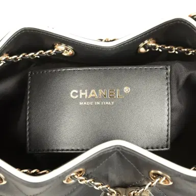 Chanel Chanel Small 25 Hobo Bag Black and White Calfskin Light Gold Hardware | Thumbnail 9