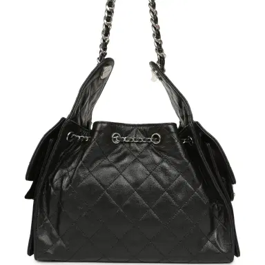 Chanel Chanel Small 25 Hobo Bag Black Shiny Aged Crumpled Calfskin Silver Hardware | Thumbnail 4 Chanel Chanel Small 25 Hobo Bag Black Shiny Aged Crumpled Calfskin Silver Hardware | Thumbnail 4