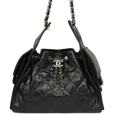 Chanel Chanel Small 25 Hobo Bag Black Shiny Aged Crumpled Calfskin Silver Hardware | Thumbnail 1 Chanel Chanel Small 25 Hobo Bag Black Shiny Aged Crumpled Calfskin Silver Hardware | Thumbnail 1