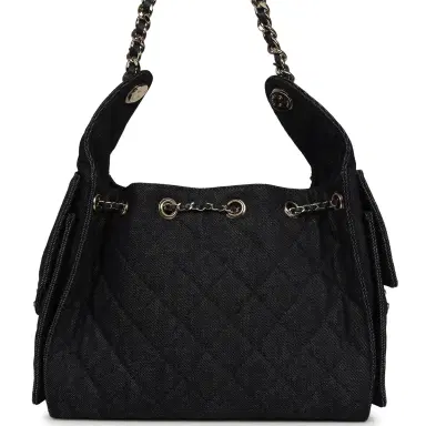 Chanel Chanel Small 25 Hobo Bag Dark Blue Denim Light Gold Hardware | Thumbnail 4
