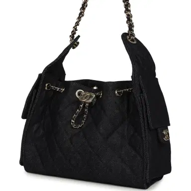 Chanel Chanel Small 25 Hobo Bag Dark Blue Denim Light Gold Hardware | Thumbnail 5
