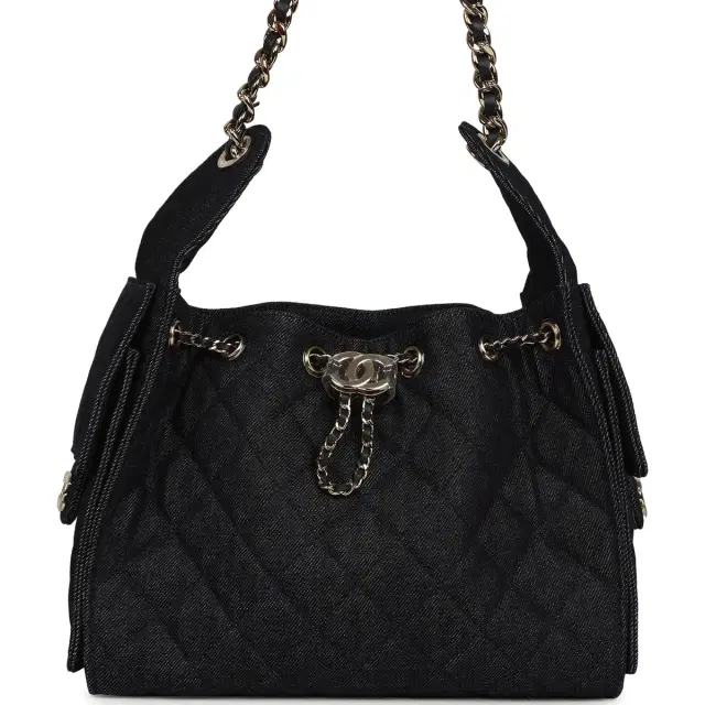 Chanel Chanel Small 25 Hobo Bag Dark Blue Denim Light Gold Hardware
