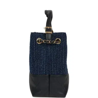 Chanel Chanel Small Coco Base Hobo Bag Blue Denim Tweed and Navy Blue Shiny Lambskin Gold Hardware | Thumbnail 3 Chanel Chanel Small Coco Base Hobo Bag Blue Denim Tweed and Navy Blue Shiny Lambskin Gold Hardware | Thumbnail 3