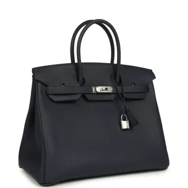 HERMÈS Hermes Birkin 35 Bleu Nuit Togo Palladium Hardware | Thumbnail 2