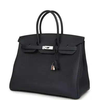 HERMÈS Hermes Birkin 35 Bleu Nuit Togo Palladium Hardware | Thumbnail 5