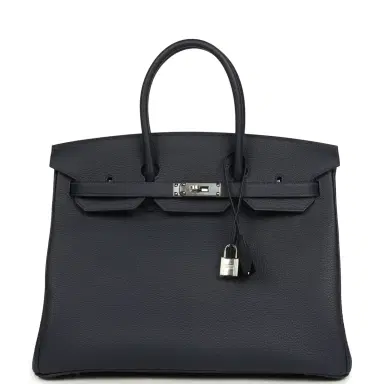 HERMÈS Hermes Birkin 35 Bleu Nuit Togo Palladium Hardware | Thumbnail 1