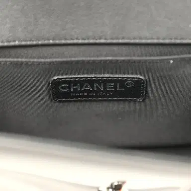 Chanel Pre-owned Chanel Medium Boy Bag Black Patent Silver Hardware | Thumbnail 9 Chanel Pre-owned Chanel Medium Boy Bag Black Patent Silver Hardware | Thumbnail 9