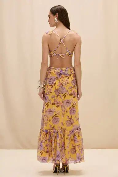 PatBo PEONY PRINT LYCRA CUT OUT MAXI DRESS | Thumbnail 3