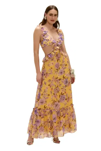 PatBo PEONY PRINT LYCRA CUT OUT MAXI DRESS | Thumbnail 1