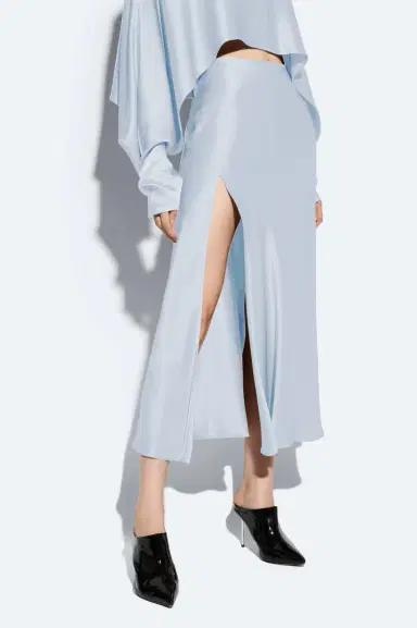 Lapointe Satin Bias Slit Midi Skirt | Thumbnail 3 Lapointe Satin Bias Slit Midi Skirt | Thumbnail 3