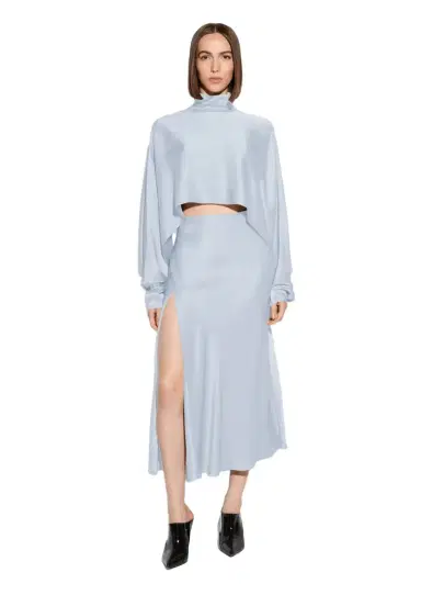 Lapointe Satin Bias Slit Midi Skirt | Thumbnail 1 Lapointe Satin Bias Slit Midi Skirt | Thumbnail 1