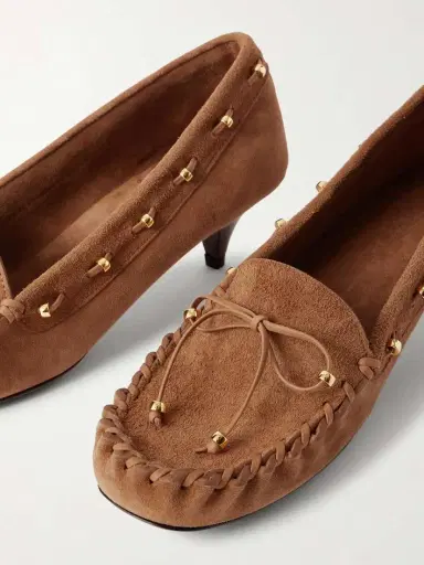 Khaite Milly Embellished Whipstitched Suede Pumps | Thumbnail 4