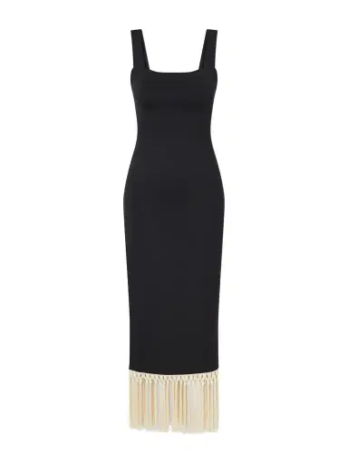 Taller Marmo Lido Fringed Jersey Midi Dress | Thumbnail 1 Taller Marmo Lido Fringed Jersey Midi Dress | Thumbnail 1