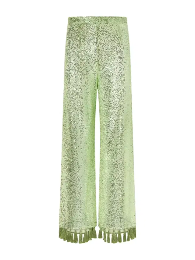 Taller Marmo Sequined Fringed Flared Pants