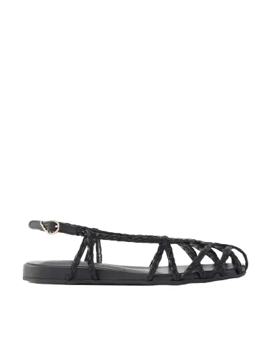 Ancient Greek Sandals Kardia Leather-trimmed Raffia Sandals | Thumbnail 1 Ancient Greek Sandals Kardia Leather-trimmed Raffia Sandals | Thumbnail 1