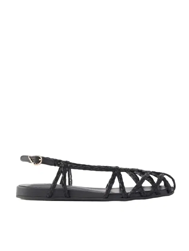 Ancient Greek Sandals Kardia Leather-trimmed Raffia Sandals