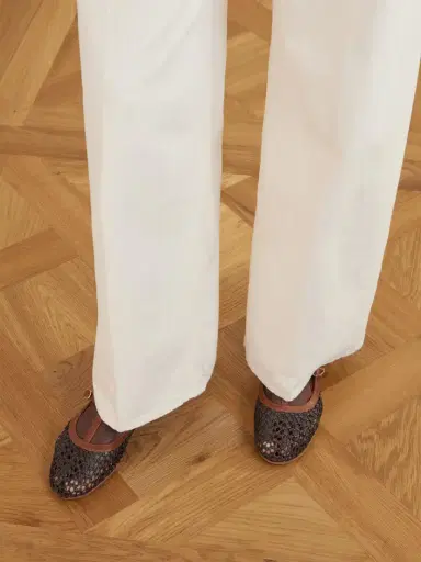 Ancient Greek Sandals Aerati Leather-trimmed Woven Raffia Ballet Flats | Thumbnail 2