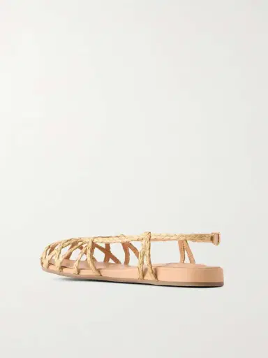 Ancient Greek Sandals Kardia Leather-trimmed Raffia Sandals | Thumbnail 3 Ancient Greek Sandals Kardia Leather-trimmed Raffia Sandals | Thumbnail 3