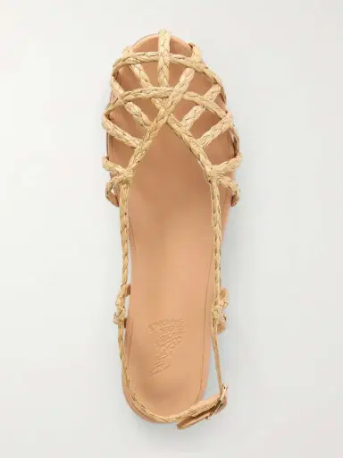 Ancient Greek Sandals Kardia Leather-trimmed Raffia Sandals | Thumbnail 6 Ancient Greek Sandals Kardia Leather-trimmed Raffia Sandals | Thumbnail 6