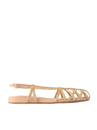 Ancient Greek Sandals Kardia Leather-trimmed Raffia Sandals | Thumbnail 1 Ancient Greek Sandals Kardia Leather-trimmed Raffia Sandals | Thumbnail 1