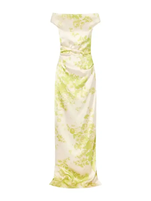 Off-the-shoulder Pleated Floral-print Duchesse-satin Gown