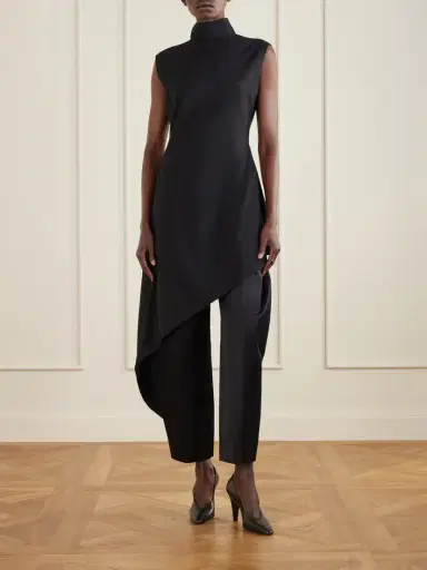 Alaïa Asymmetric Wool-blend Gabardine Turtleneck Mini Dress | Thumbnail 2