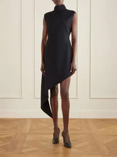 Alaïa Asymmetric Wool-blend Gabardine Turtleneck Mini Dress | Thumbnail 3