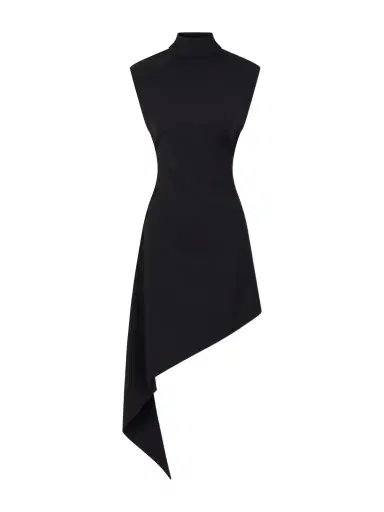 Alaïa Asymmetric Wool-blend Gabardine Turtleneck Mini Dress | Thumbnail 1