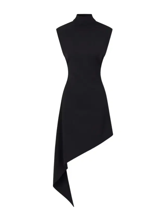 Alaïa Asymmetric Wool-blend Gabardine Turtleneck Mini Dress