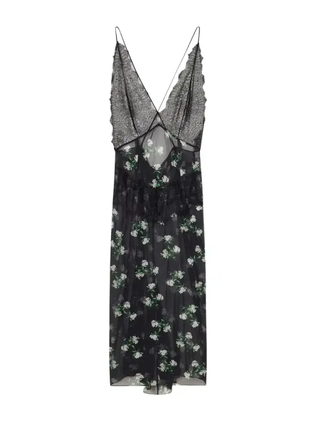 Lace-trimmed Floral-print Chiffon Midi Dress