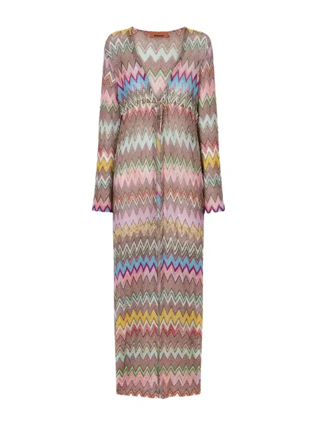 Striped Metallic Crochet-knit Coverup