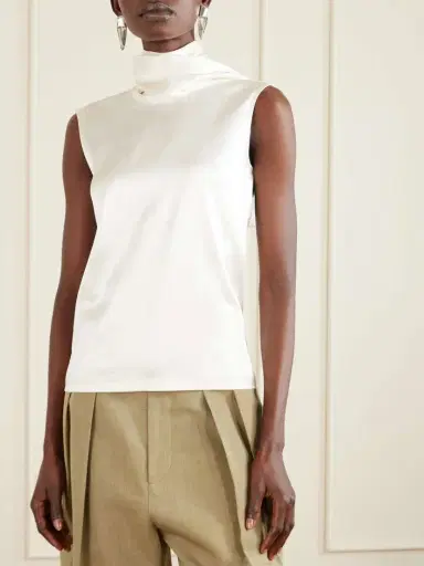 Bottega Veneta Tie-detailed Stretch-silk Satin Top | Thumbnail 3