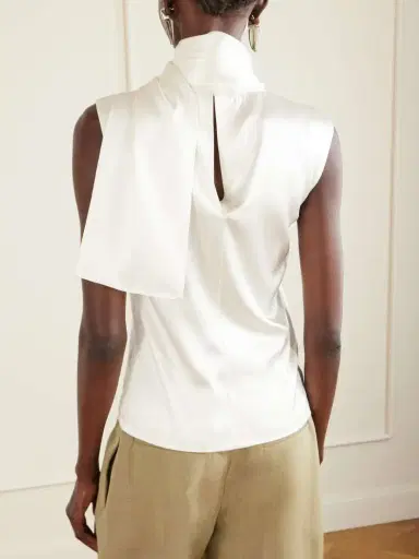 Bottega Veneta Tie-detailed Stretch-silk Satin Top | Thumbnail 4
