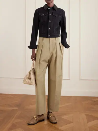 Bottega Veneta Intrecciato Leather-trimmed Denim Jacket | Thumbnail 2 Bottega Veneta Intrecciato Leather-trimmed Denim Jacket | Thumbnail 2