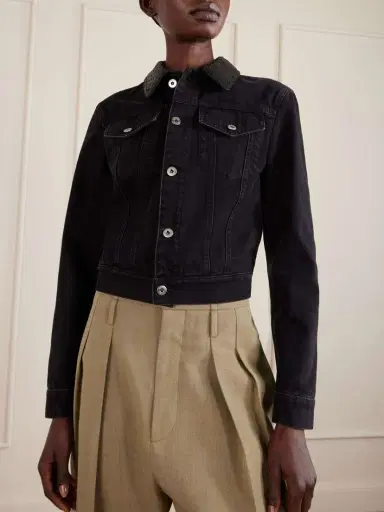 Bottega Veneta Intrecciato Leather-trimmed Denim Jacket | Thumbnail 3 Bottega Veneta Intrecciato Leather-trimmed Denim Jacket | Thumbnail 3