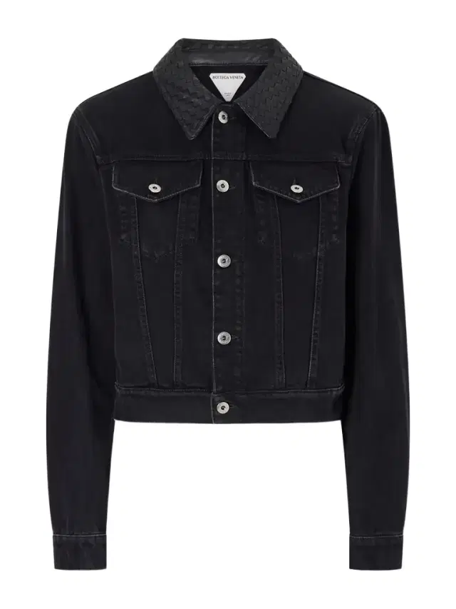 Intrecciato Leather-trimmed Denim Jacket